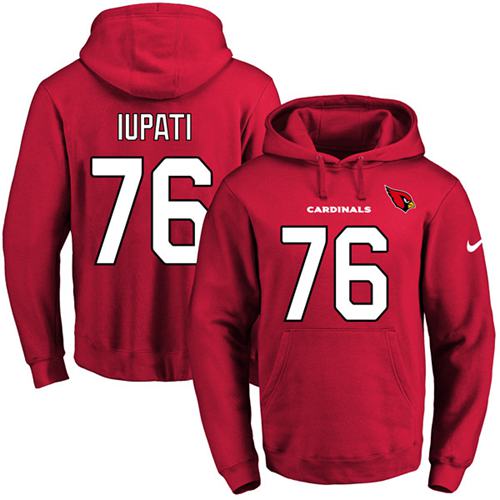 Nike Cardinals #76 Mike Iupati Red Name & Number Pullover NFL Hoodie - Click Image to Close